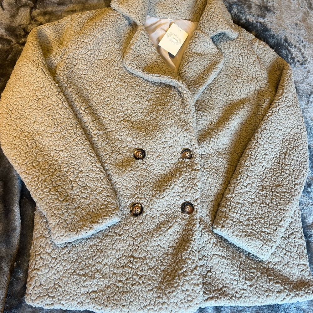 Women's Grey Sherpa Coat L